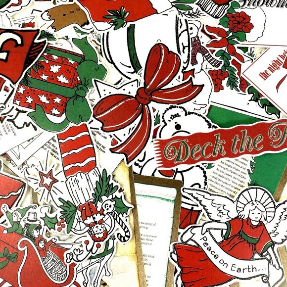 Lot 50 Christmas Die Cuts Unique Junk Journal Scrapbooking Supplies Ephemera u - Picture 1 of 12